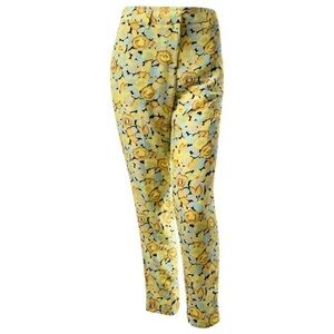 Tara Jarmon yellow floral silk dress pants
